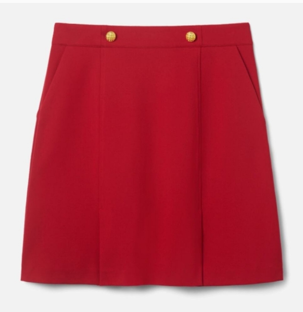 Cabi Broadcast Skirt A Line Mini Pockets Red Fitted At The Waist  6 nwt - Picture 2 of 7